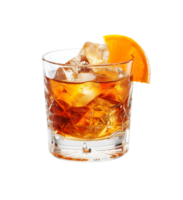 refrescante frío antiguo pasado de moda cóctel con hielo y naranja rebanada transparente antecedentes aislado gráfico recurso png