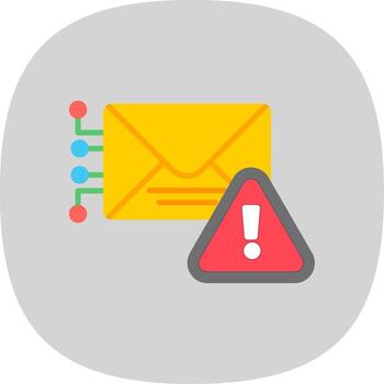 Warning Mail Flat Curve Icon Design vector