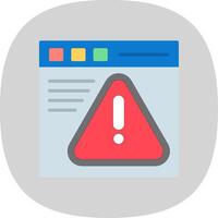 Warning Browser Flat Curve Icon Design vector