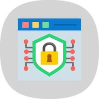Secure Browser Flat Curve Icon Design vector