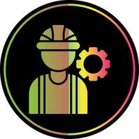 construccion trabajador glifo debido color icono diseño vector