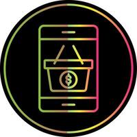Mobile Shopping Line Gradient Due Color Icon Design vector