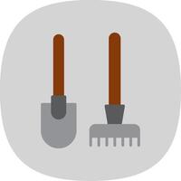 Rake And Hoe Flat Curve Icon Design vector