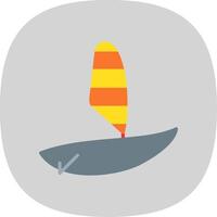 Windsurfing Flat Curve Icon Design vector