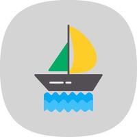 Yacht Flat Curve Icon Design vector