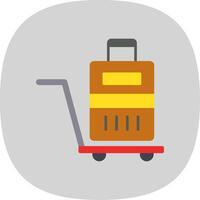 Luggage Trolley Flat Curve Icon Design vector