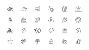 Environment and nature linear icons collection.simple outline icons collection, Pixel Perfect icons, Simple illustration vector