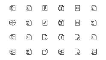 Document line icon set. Documents symbol collection. Different documents icons. Outline icon . vector