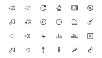 Media player icons collection. player icons. Cinema icon.Music icon. Outline icon. vector