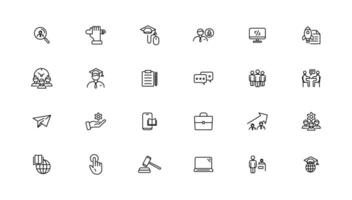 Teamwork and education linear icons collection.Set of thin line web icon set, simple outline icons collection, Pixel Perfect icons, Simple illustration. vector