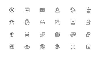 Set of thin line Lifestyle and Entertainment icon set, simple outline icons collection, Pixel Perfect icons, Simple illustration vector