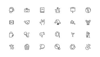 Set of thin line Lifestyle and Entertainment icon set, simple outline icons collection, Pixel Perfect icons, Simple illustration vector