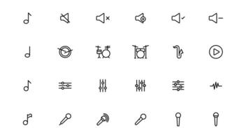 Media player icons collection. player icons. Cinema icon.Music icon. Outline icon. vector