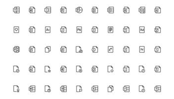 Document line icon set. Documents symbol collection. Different documents icons. Outline icon . vector