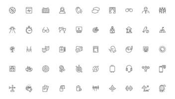 Set of thin line Lifestyle and Entertainment icon set, simple outline icons collection, Pixel Perfect icons, Simple illustration vector