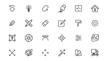 Graphic Design related icon . Outline icon. vector