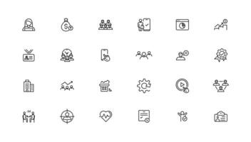 Teamwork and education linear icons collection.Set of thin line web icon set, simple outline icons collection, Pixel Perfect icons, Simple illustration. vector