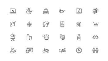 Set of thin line Lifestyle and Entertainment icon set, simple outline icons collection, Pixel Perfect icons, Simple illustration vector