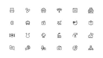 Set of thin line Lifestyle and Entertainment icon set, simple outline icons collection, Pixel Perfect icons, Simple illustration vector