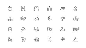 Set of thin line Lifestyle and Entertainment icon set, simple outline icons collection, Pixel Perfect icons, Simple illustration vector