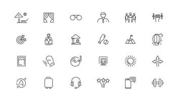 Set of thin line Lifestyle and Entertainment icon set, simple outline icons collection, Pixel Perfect icons, Simple illustration vector