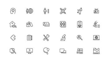 Teamwork and education linear icons collection.Set of thin line web icon set, simple outline icons collection, Pixel Perfect icons, Simple illustration. vector