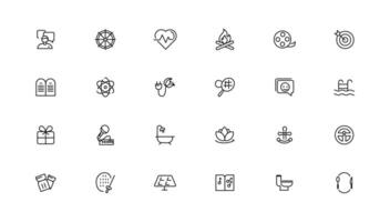 Set of thin line Lifestyle and Entertainment icon set, simple outline icons collection, Pixel Perfect icons, Simple illustration vector