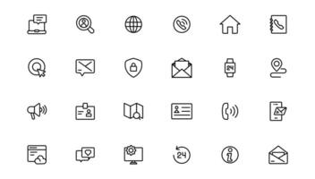 Contact icon set. Thin line Contact icons set. Contact symbols - Phone, mail, fax, info, e-mail, support.Out line icon. vector