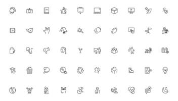 Set of thin line Lifestyle and Entertainment icon set, simple outline icons collection, Pixel Perfect icons, Simple illustration vector