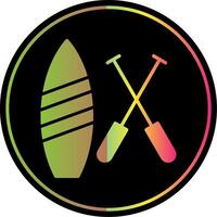 Paddle Board Glyph Due Color Icon Design vector