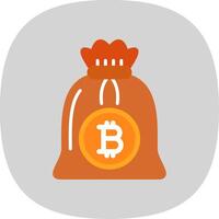 Bitcoin Bag Flat Curve Icon Design vector