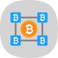 bitcoin bloques plano curva icono diseño vector