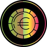 Euro Coin Glyph Due Color Icon Design vector