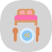 Bed And Breakfast Flat Curve Icon Design vector