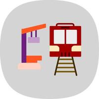 tren estación plano curva icono diseño vector