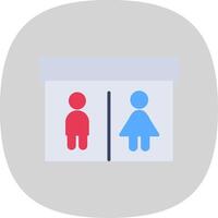 público baño plano curva icono diseño vector