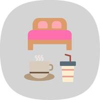 cama y desayuno plano curva icono diseño vector