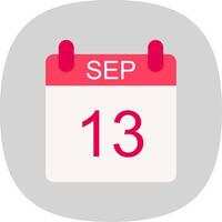 September Flat Curve Icon Design vector