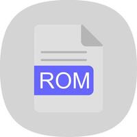 ROM archivo formato plano curva icono diseño vector