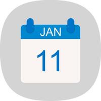 January Flat Curve Icon Design vector