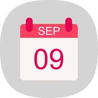 September Flat Curve Icon Design vector