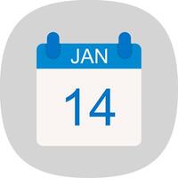 January Flat Curve Icon Design vector