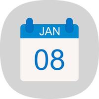 January Flat Curve Icon Design vector