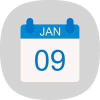 January Flat Curve Icon Design vector