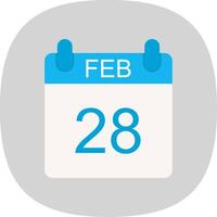 February Flat Curve Icon Design vector