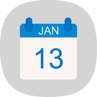 January Flat Curve Icon Design vector