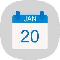 January Flat Curve Icon Design vector