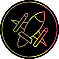 Rocket Ship Line Gradient Due Color Icon Design vector