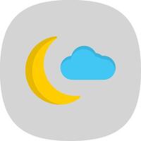 Víspera de Todos los Santos Luna plano curva icono diseño vector