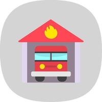 Fire Station Flat Curve Icon Design vector